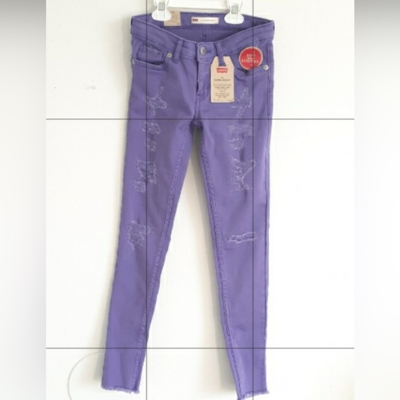 (SOLD) Levi's 710 distressed purple super skinny jeans with adjustable waist - Picture 10 of 10